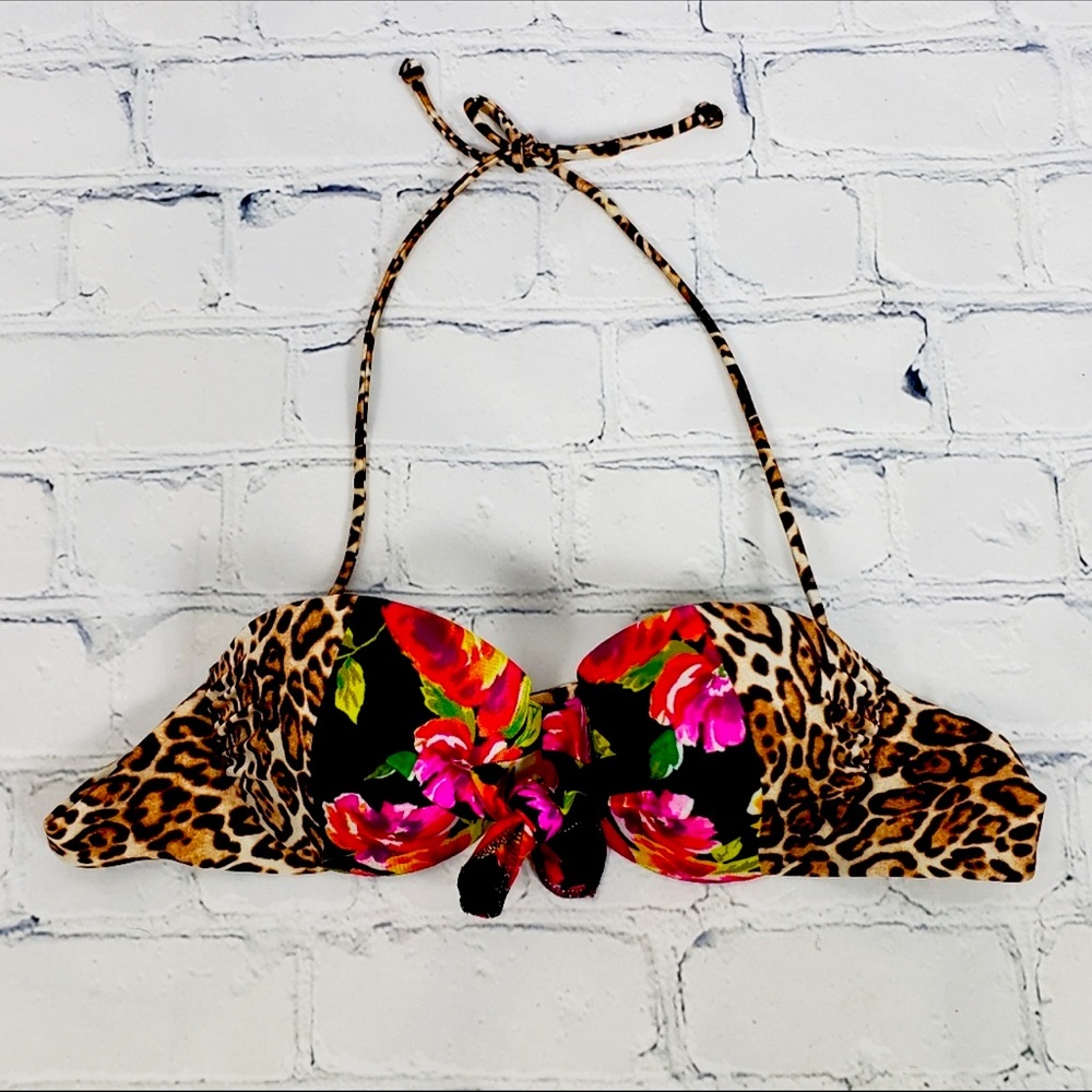 Victoria Secret Floral & Cheetah Bikini Top VS Swimsuit